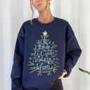 Medium Navy Oh Come Let Us Adore Him Christmas Carol Religious Holiday Vintage Script Sweatshirt