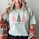 XL Bay Light Sage Pastel Christmas Trees, Merry And Bright Holiday Edition Exclusive Comfort Colors Tee