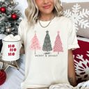 XL Ivory Cream Pastel Christmas Trees, Merry And Bright Holiday Edition Exclusive Comfort Colors Tee