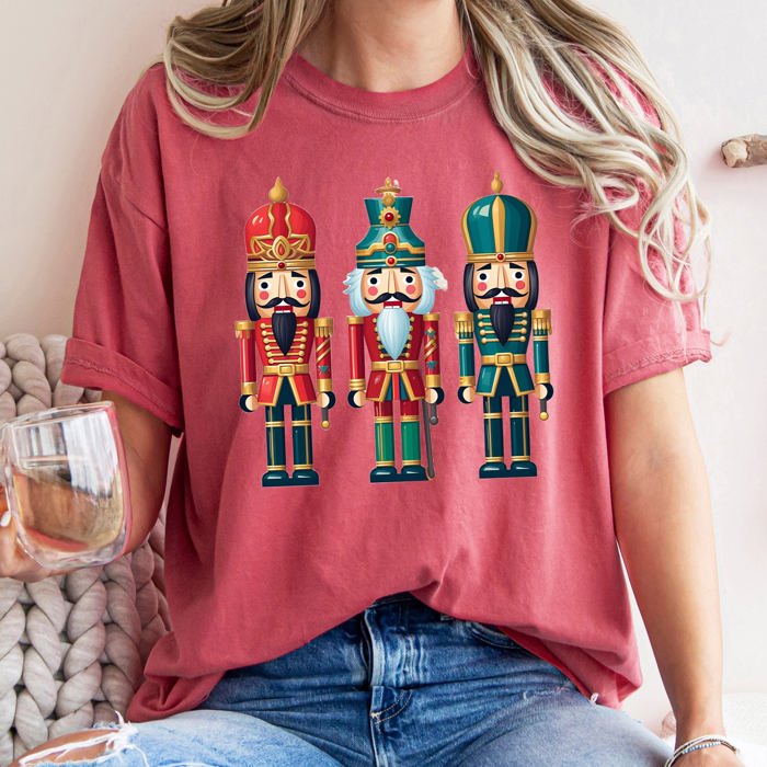 Retro Nutcrackers Classic Colorful Christmas Print Illustration For Holiday Season And Nostalgia Comfort Colors Tee