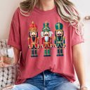 Medium Crimson Red Retro Nutcrackers Classic Colorful Christmas Print Illustration For Holiday Season And Nostalgia Comfort Colors Tee