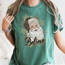  Retro Santa Believe Christmas Leopard Print Holiday Design Edition Comfort Colors Tee