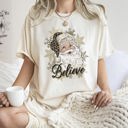  Retro Santa Believe Christmas Leopard Print Holiday Design Edition Comfort Colors Tee