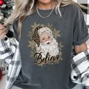 XXXL Pepper Dark Gray Retro Santa Believe Christmas Leopard Print Holiday Design Edition Comfort Colors Tee