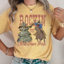 Large Mustard Rocking Around The Christmas Tree, Big Western, Country, Cowboy, Cowgirl Comfort Colors Tee