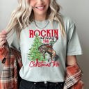 XXL Bay Light Sage Rocking Around The Christmas Tree Cowboy Horse Rodeo Festive Western Holiday Style Comfort Colors Tee