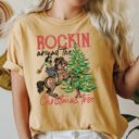 XXXL Mustard Rocking Around The Christmas Tree Cowboy Horse Rodeo Festive Western Holiday Style Comfort Colors Tee