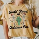  Rocking Around The Christmas Tree Desert Cactus Dancing Skeletons Comfort Colors Tee