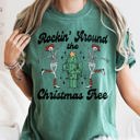 Medium Blue Spruce Green Rocking Around The Christmas Tree Desert Cactus Dancing Skeletons Comfort Colors Tee
