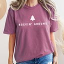 Large Berry Red Rocking Around The Christmas Tree Minimal Retro Rock And Roll Comfort Colors Tee