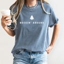 Small Blue Jean Rocking Around The Christmas Tree Minimal Retro Rock And Roll Comfort Colors Tee