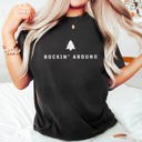 XXL Black Rocking Around The Christmas Tree Minimal Retro Rock And Roll Comfort Colors Tee