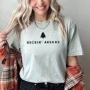 XXL Bay Light Sage Rocking Around The Christmas Tree Minimal Retro Rock And Roll Comfort Colors Tee