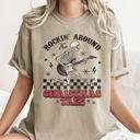  Rocking Around The Christmas Tree Skeleton Retro Rock And Roll Comfort Colors Tee