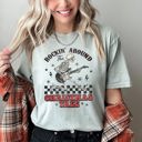 Medium Bay Light Sage Rocking Around The Christmas Tree Skeleton Retro Rock And Roll Comfort Colors Tee
