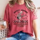 Large Crimson Red Rocking Around The Christmas Tree Skeleton Retro Rock And Roll Comfort Colors Tee
