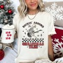 XL Ivory Cream Rocking Around The Christmas Tree Skeleton Retro Rock And Roll Comfort Colors Tee