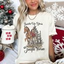 Large Ivory Cream Saddle Up Your Jingle Horse Christmas Cowgirl Cowboy Country Western Comfort Colors Tee