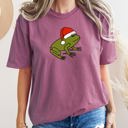 Large Berry Red Santa Frog Christmas Retro Toad Holiday Edition Classic Cartoon Style Comfort Colors Tee