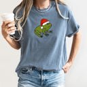 Small Blue Jean Santa Frog Christmas Retro Toad Holiday Edition Classic Cartoon Style Comfort Colors Tee