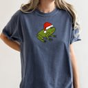 Large Denim Blue Santa Frog Christmas Retro Toad Holiday Edition Classic Cartoon Style Comfort Colors Tee