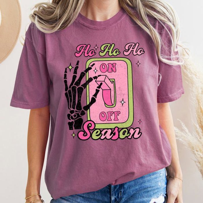 Ho Ho Ho Season Skeleton Light Switch Christmas Comfort Colors Tee