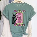 Large Light Green Ho Ho Ho Season Skeleton Light Switch Christmas Comfort Colors Tee