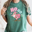  Ho Ho Ho Pink Skateboarding Santa Retro Christmas Graphic Holiday Edition Comfort Colors Tee