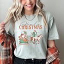 Small Bay Light Sage Howdy Christmas Santa Cowboy Horse Sleigh Desert County Western Comfort Colors Tee