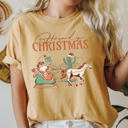 Small Mustard Howdy Christmas Santa Cowboy Horse Sleigh Desert County Western Comfort Colors Tee
