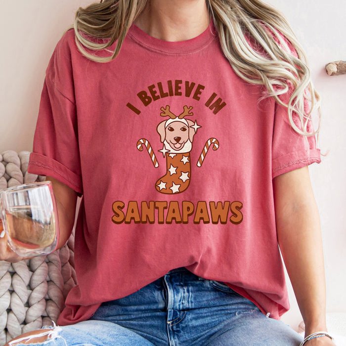 I Believe In Santa Dog Lover Pets Christmas Holiday Edition Premium Vintage Style Comfort Colors Tee