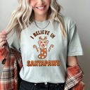 Medium Bay Light Sage I Believe In Santa Dog Lover Pets Christmas Holiday Edition Premium Vintage Style Comfort Colors Tee