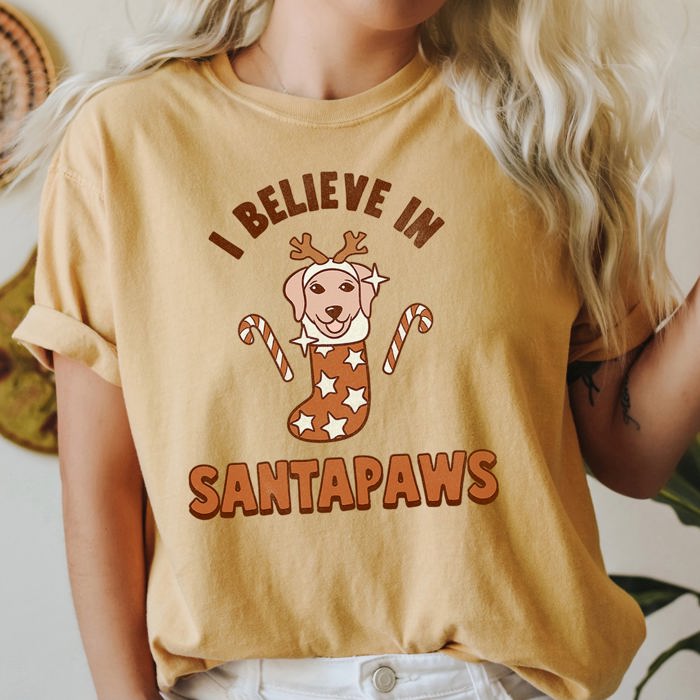 I Believe In Santa Dog Lover Pets Christmas Holiday Edition Premium Vintage Style Comfort Colors Tee