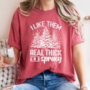  I Like Them Real Thick Christmas Retro Funny Baby Got Back Mix Pine Tree Comfort Colors Tee