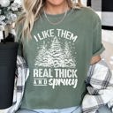  I Like Them Real Thick Christmas Retro Funny Baby Got Back Mix Pine Tree Comfort Colors Tee