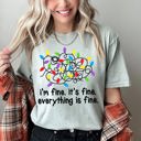 XL Bay Light Sage I'm Fine, It's Fine, Everything Is Fine Christmas Lights Edition Comfort Colors Tee