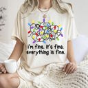 Small Ivory Cream I'm Fine, It's Fine, Everything Is Fine Christmas Lights Edition Comfort Colors Tee