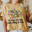 Small Mustard I'm Fine, It's Fine, Everything Is Fine Christmas Lights Edition Comfort Colors Tee