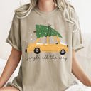  Jingle All The Way Retro Car Christmas Tree Snow Holiday Scene Comfort Colors Tee