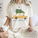 XXXL Ivory Cream Jingle All The Way Retro Car Christmas Tree Snow Holiday Scene Comfort Colors Tee