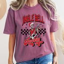 XXL Berry Red Jingle Bell Rocking Skeleton Retro Rock Music Vibe Nostalgic Vintage Halloween Party Theme Comfort Colors Tee
