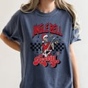 XXL Denim Blue Jingle Bell Rocking Skeleton Retro Rock Music Vibe Nostalgic Vintage Halloween Party Theme Comfort Colors Tee