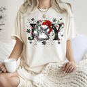 Medium Ivory Cream Joyful Christmas Dog Paw Print Design For Seasonal Joy And Cozy Family Moments Comfort Colors Tee