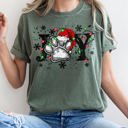 XL Moss Dark Green Joyful Christmas Dog Paw Print Design For Seasonal Joy And Cozy Family Moments Comfort Colors Tee