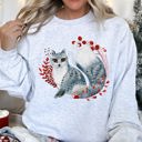 XXL Ash Light Gray Fox, Folk Art Scandinavian Christmas Fox Art Illustration For Cozy Nordic Holiday Sweatshirt