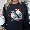 Small Black Fox, Folk Art Scandinavian Christmas Fox Art Illustration For Cozy Nordic Holiday Sweatshirt