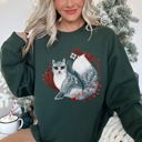 XXXL Forest Green Fox, Folk Art Scandinavian Christmas Fox Art Illustration For Cozy Nordic Holiday Sweatshirt