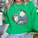 Large Irish Bright Green Fox, Folk Art Scandinavian Christmas Fox Art Illustration For Cozy Nordic Holiday Sweatshirt