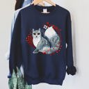 XL Navy Fox, Folk Art Scandinavian Christmas Fox Art Illustration For Cozy Nordic Holiday Sweatshirt