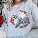 XL Heather Sport Gray Fox, Folk Art Scandinavian Christmas Fox Art Illustration For Cozy Nordic Holiday Sweatshirt